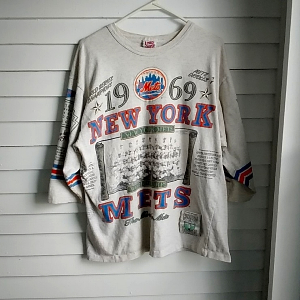 Vintage Long Gone New York Mets Allover Print T-Shirt Men's L MLB 90s